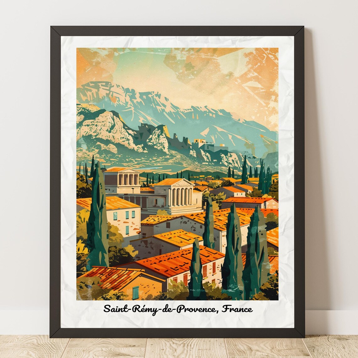 Saint-Rémy-de-Provence France Vintage Style Travel Poster Ruins