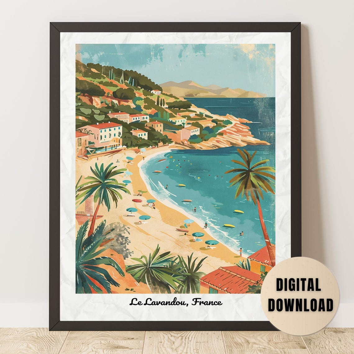 Le Lavandou Vintage Poster French Riviera Travel Print 1950s Beach Wall Art South Of France