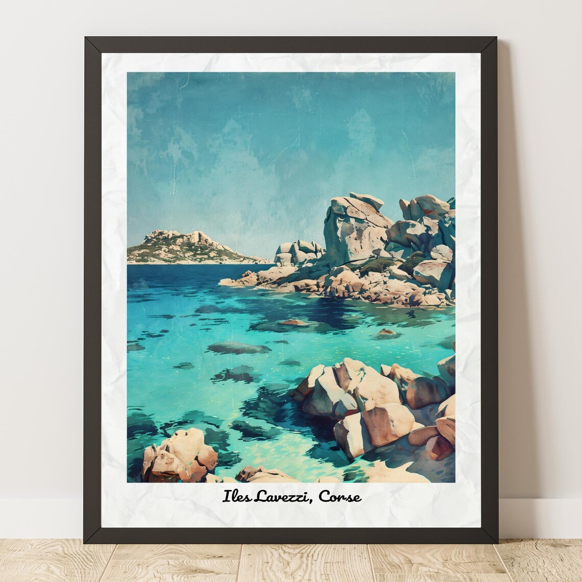 Îles Lavezzi Corsica Vintage Style Travel Poster Turquoise Cove