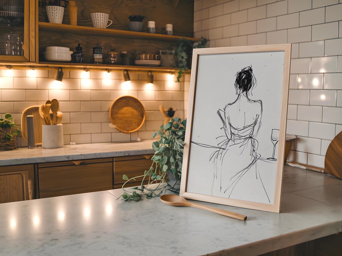 Minimalist Abstract Female Figure Sketch Wall Art Modern Scandinavian Neutral Beige Print Sophisticated Art - Image 6