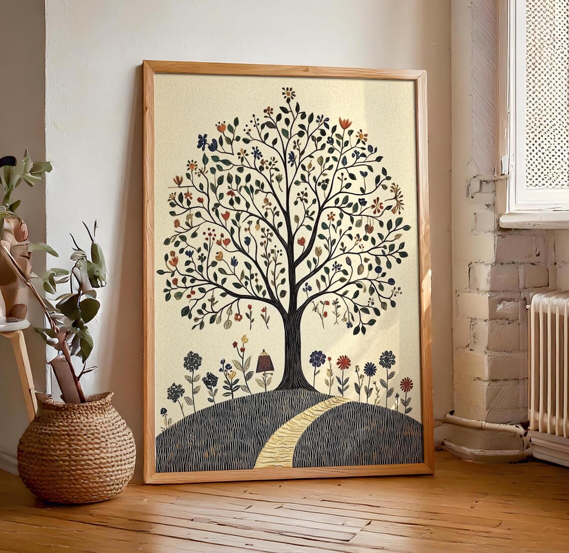 Cool Tree Folk Art Botanical Poster Print