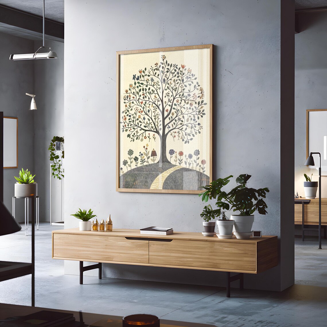 Cool Tree Folk Art Botanical Poster Print - Image 3