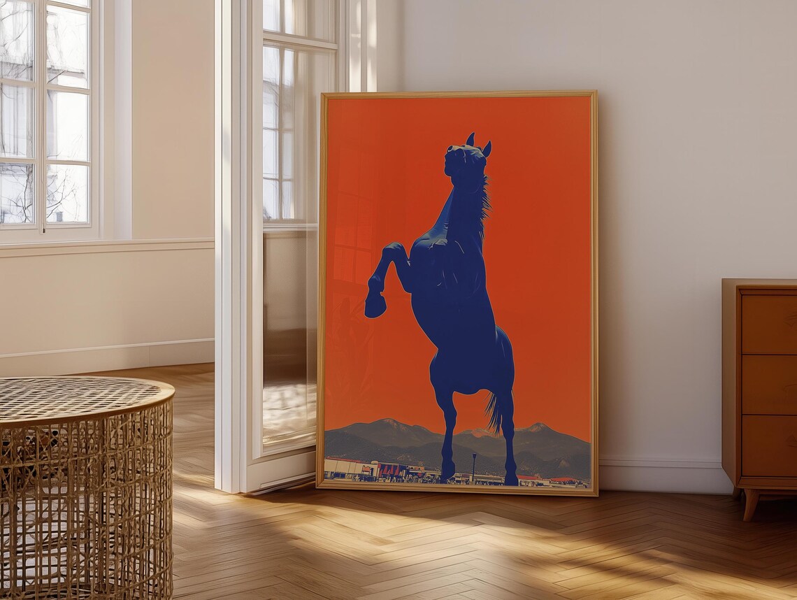 Denver Bronco Horse, Minimalist Boho Art Print - Image 6