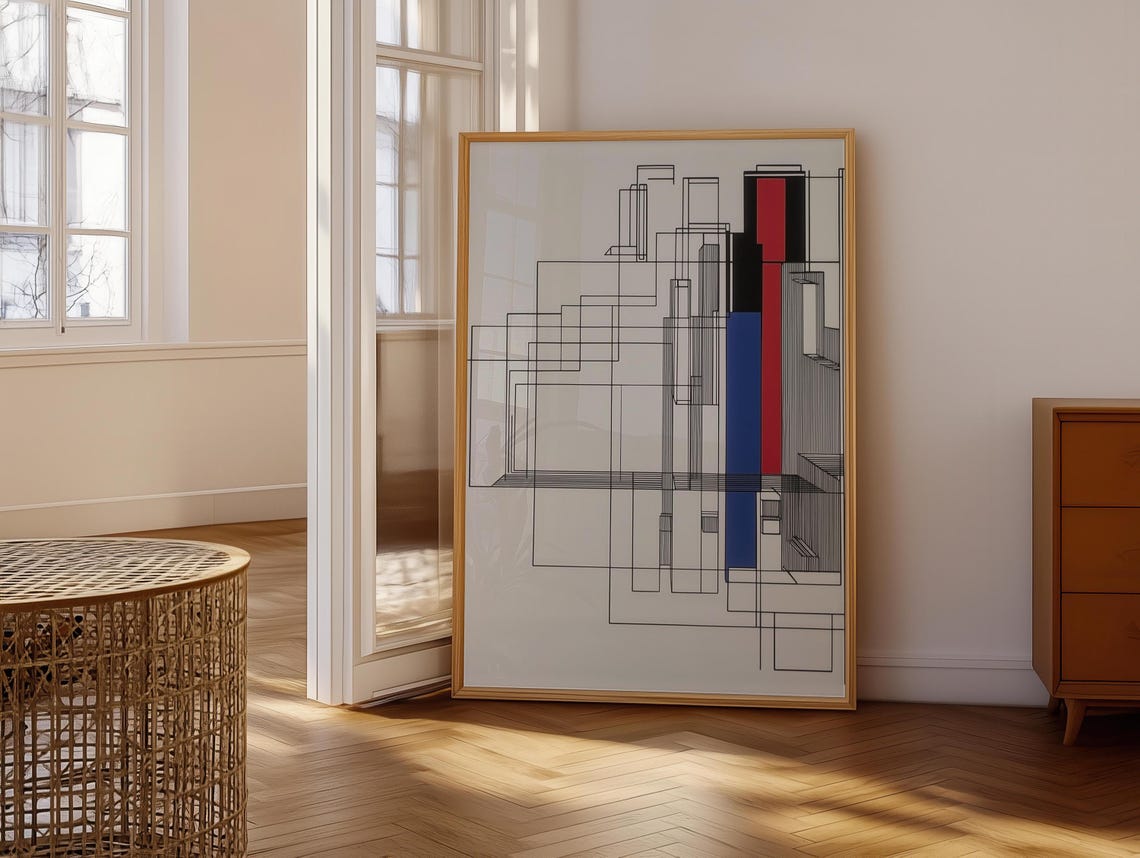 Geometric Linear Abstract Wall Hanging Masculine Wall Art Art Hyperbeast Decor Over Bed Wall Art - Image 7