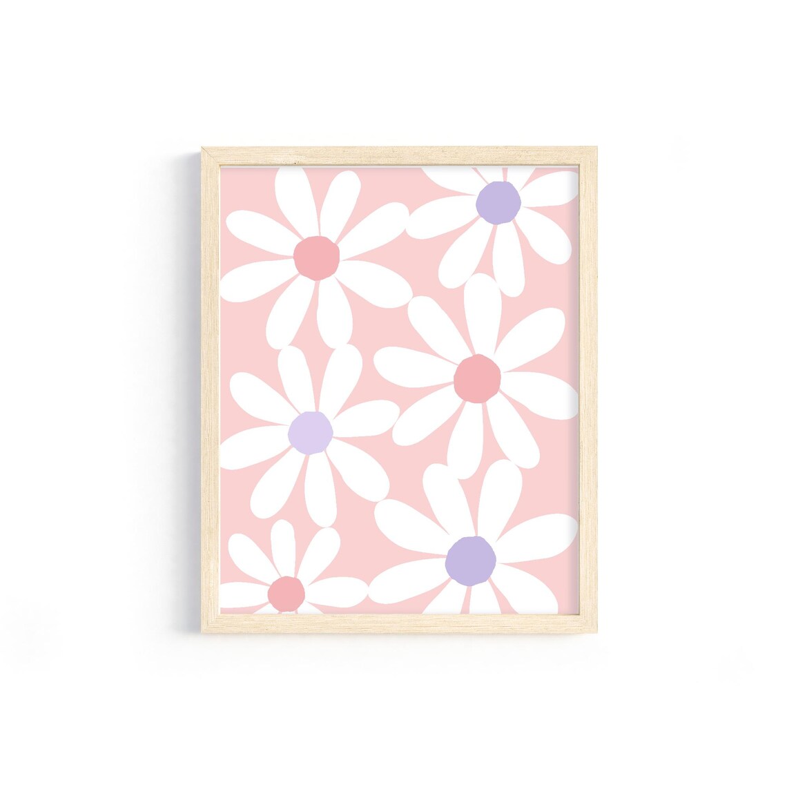 Daisy Flowers Pink Purple Centers Pastel Nursery Girls Room Wall Art