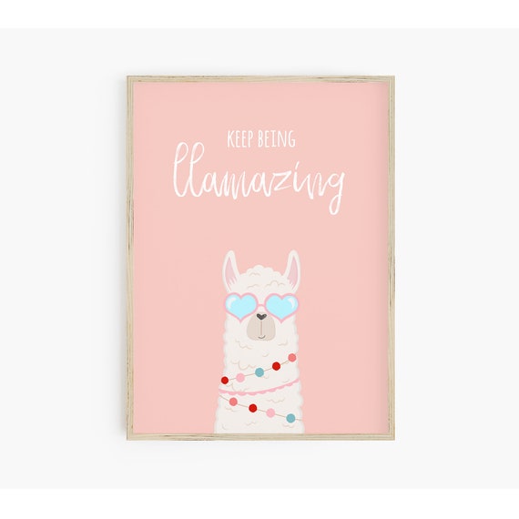 Llama Instant Kids Valentines Day Cute Llama Wall Art Girls Nursery Decor Cute Animal
