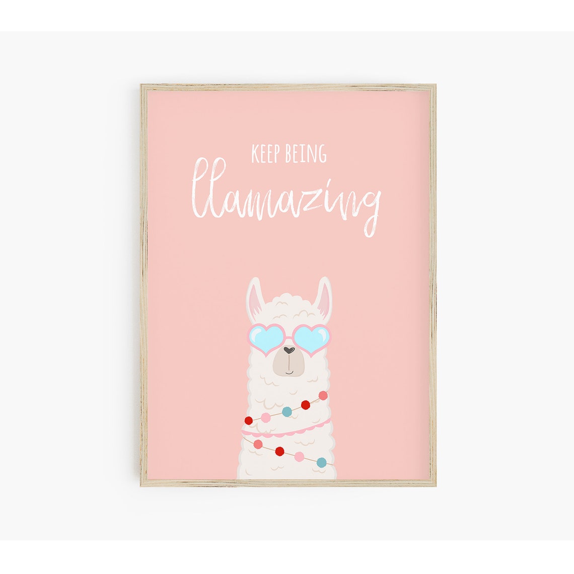 Llama Instant Kids Valentines Day Cute Llama Wall Art Girls Nursery Decor Cute Animal