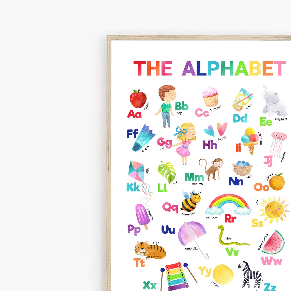 The Alphabet Rainbow Watercolor Illustrated ABC Chart Kids Poster - Image 3