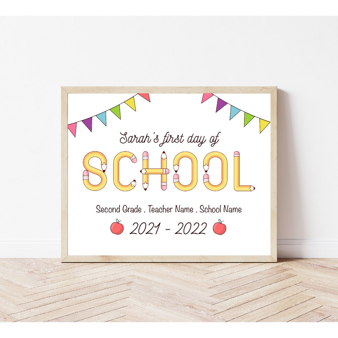 First Day Of School Sign Personalized Back To School Sign 1st Day Poster Kindergarten First Grade File Only - Image 3