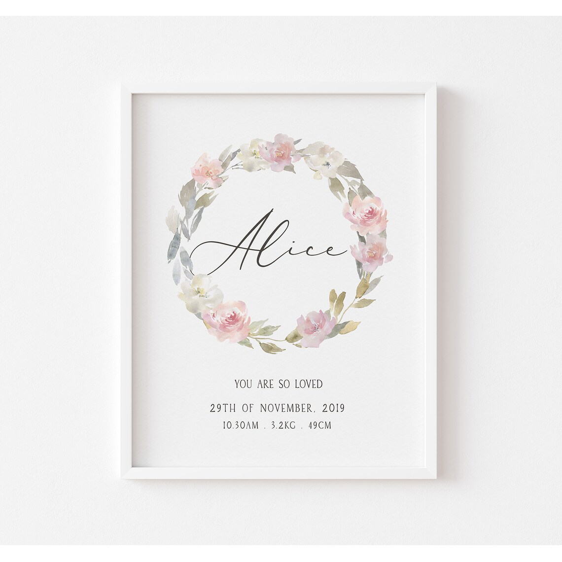 Girls Nursery Floral Personalized Name Art Print - Image 3