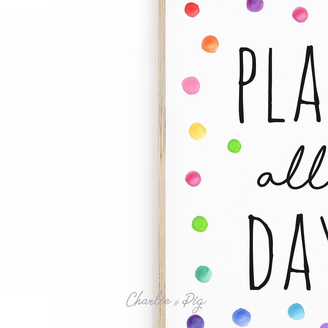 Play All Day Rainbow Polka Dots Playroom Art Print - Image 3