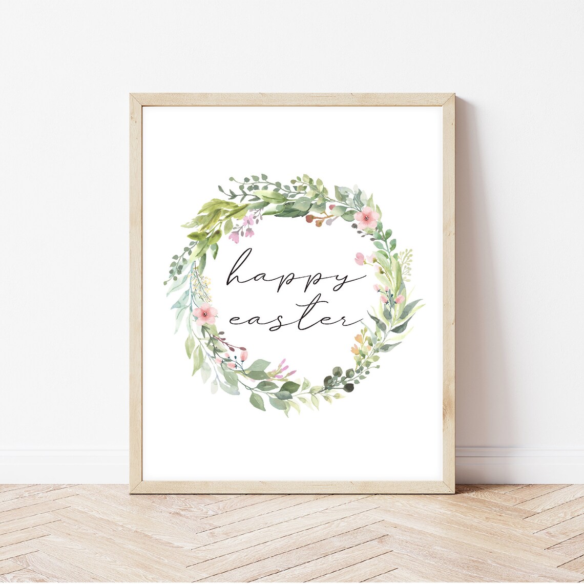 Happy Easter Watercolour Floral Easter Art Print - Image 3