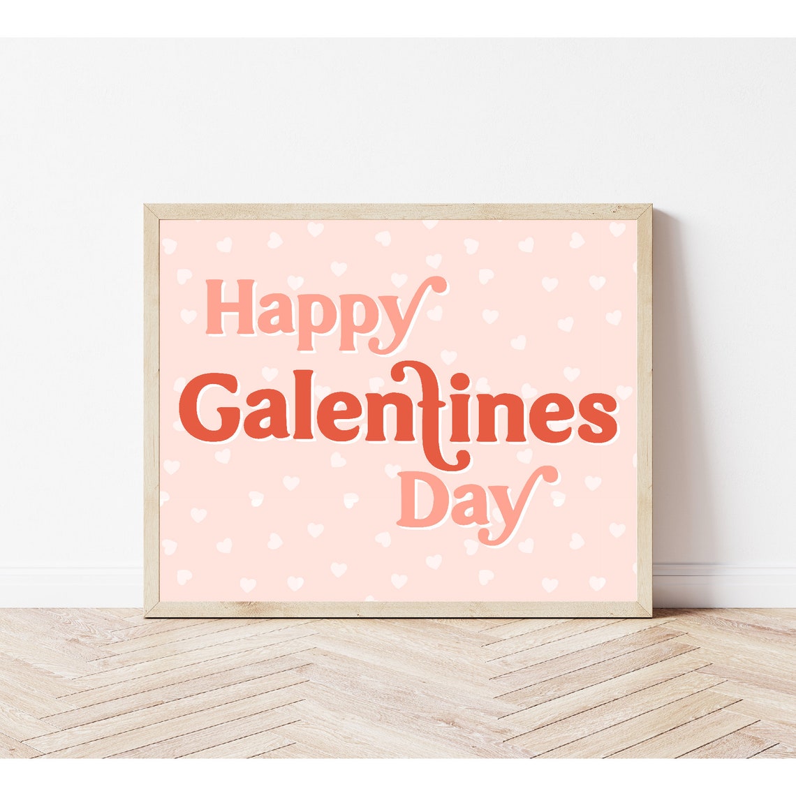 Happy Galentines Day Retro Red Serif Hearts Party Wall Art Poster - Image 2