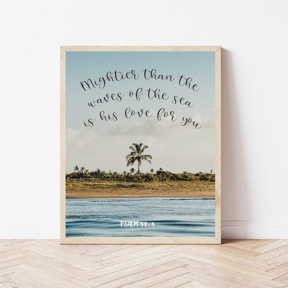 Mightier Than The Waves Psalm 93 4 Ocean Bible Verse Christian Poster
