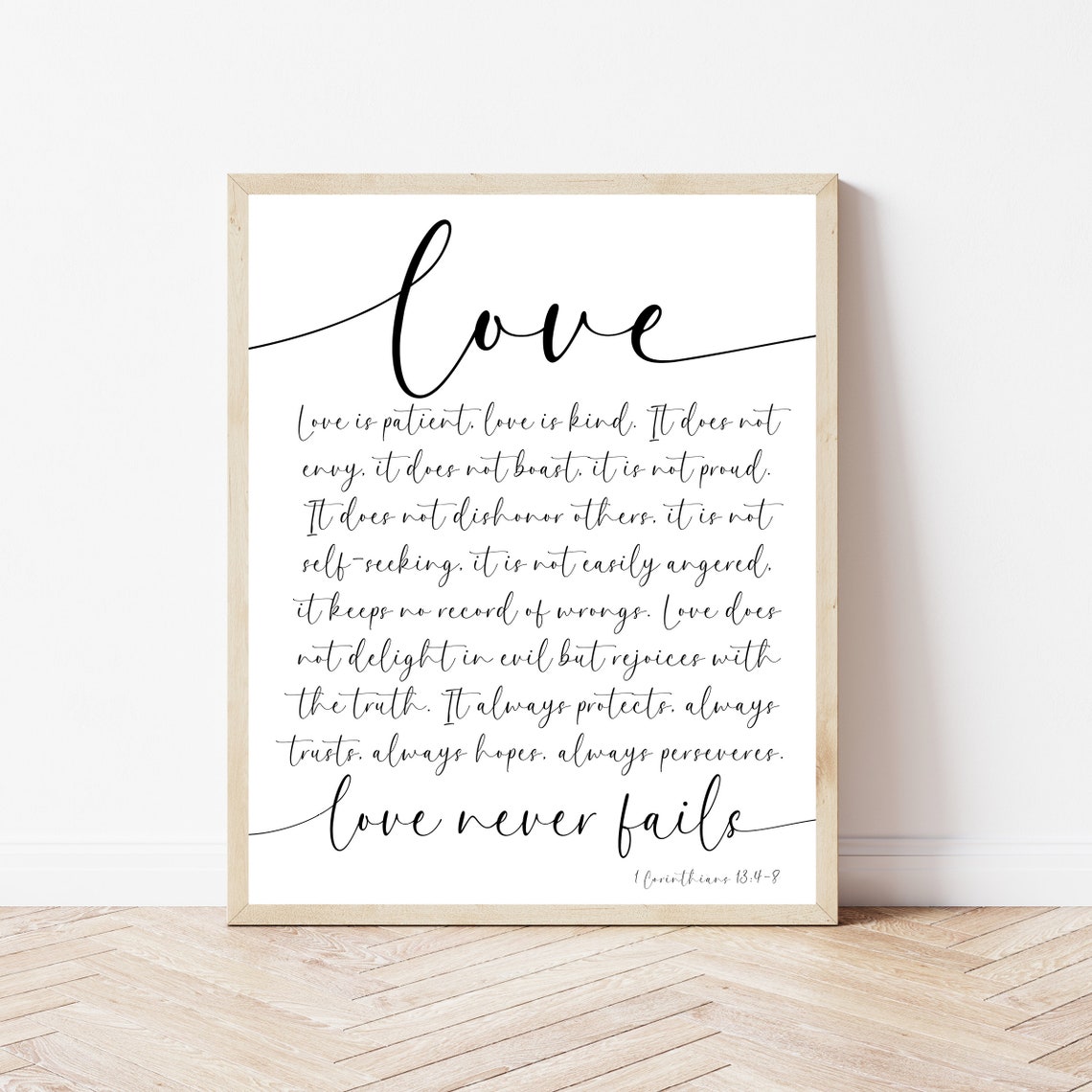 Love Is Patient Love Is Kind Corinthians Wedding Scripture Poster