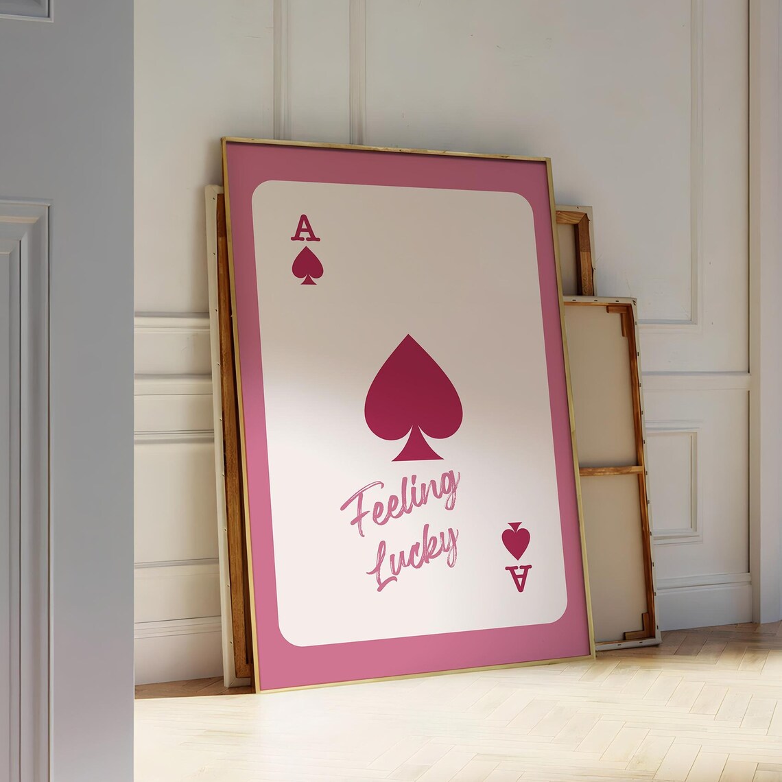 Feeling Lucky Pink Ace Of Spades Preppy Playing Card Wall Poster
