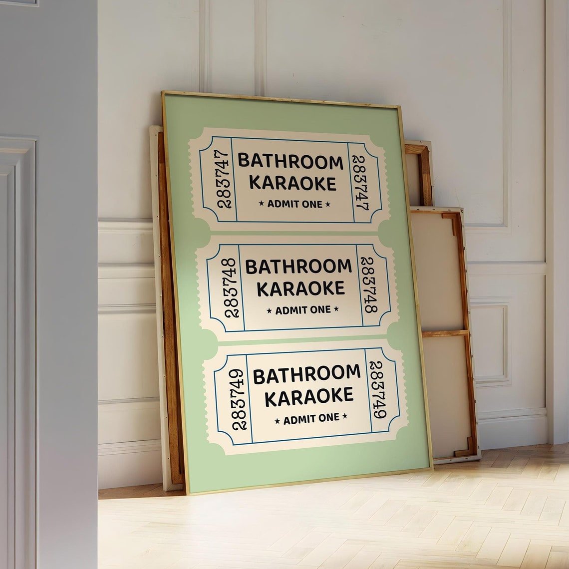 Bathroom Karaoke Ticket Poster Wall Art Shower Singing Funny Print Pink Decor Vintage Trendy File