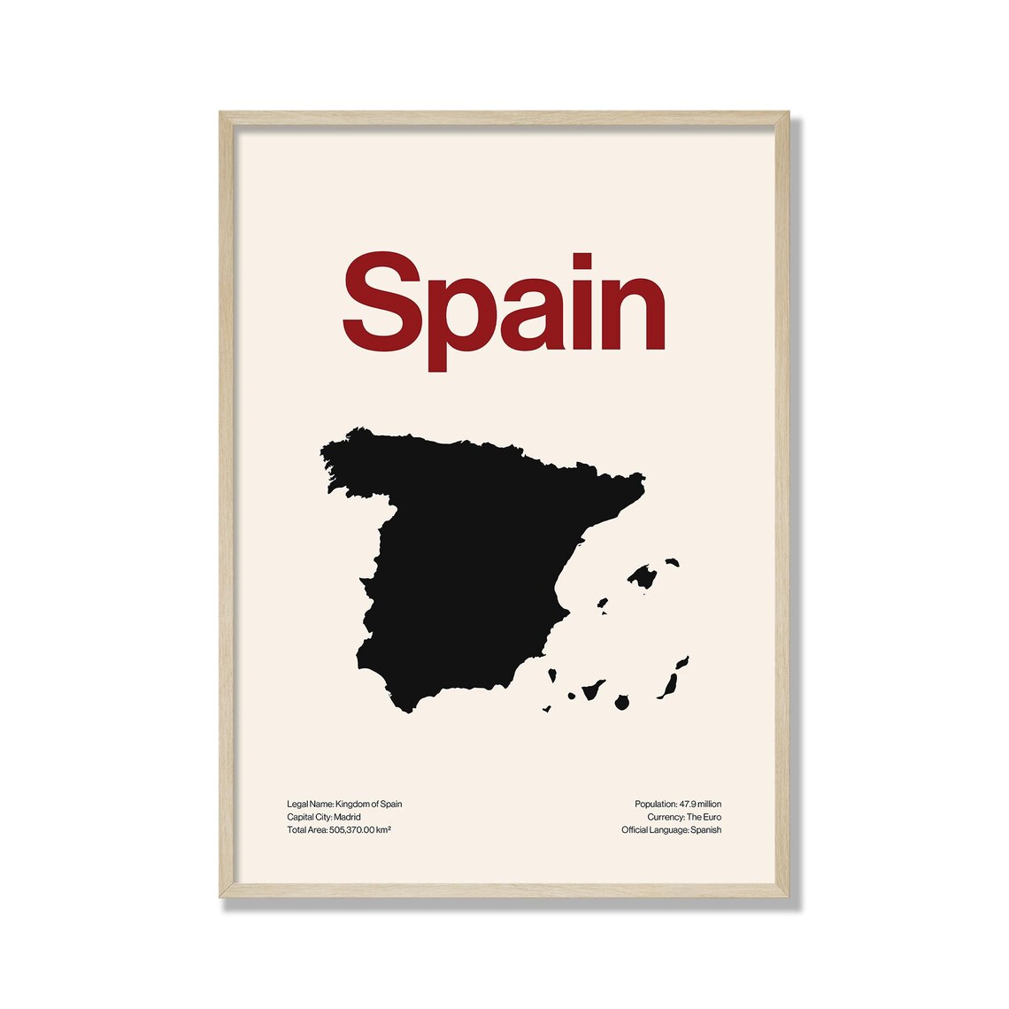Minimalist Spain Map Print Modern Spanish Wall Art Contemporary Travel Poster Neutral Home Decor Gift For Lover