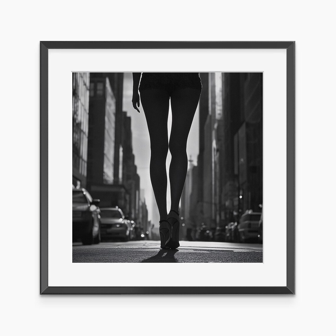 Black And White Woman In High Heels City Street Photo Poster