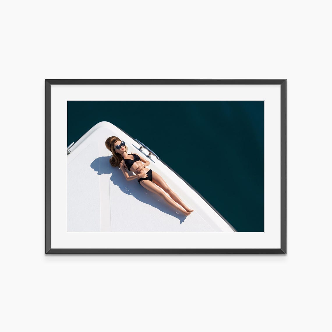 Sunbathing on Yacht Bow Aerial View Summer Ocean Luxury Escape Poster