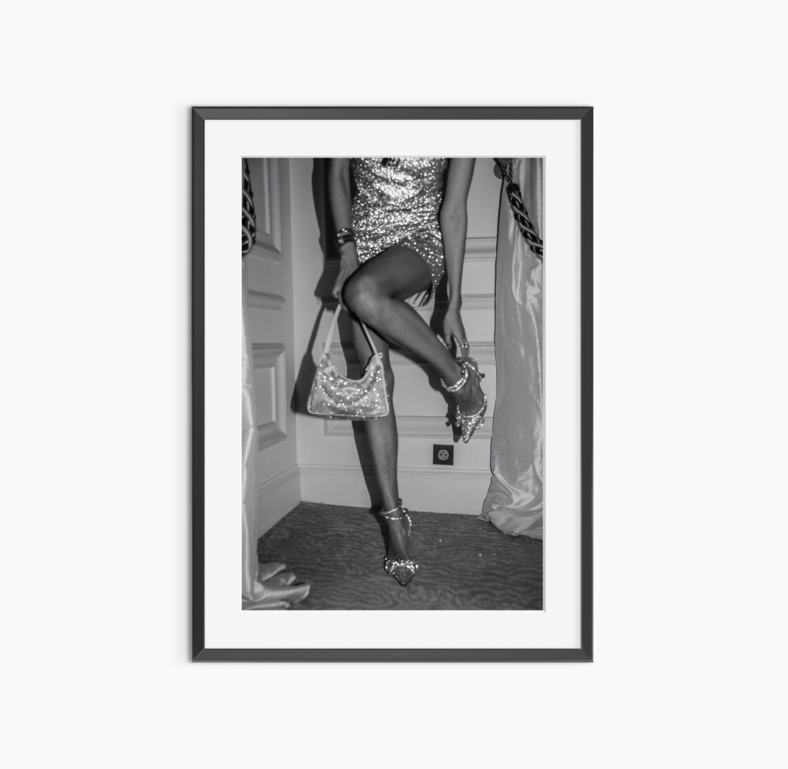 Black and White Fashion Photography Glamorous Heels Evening Style Print