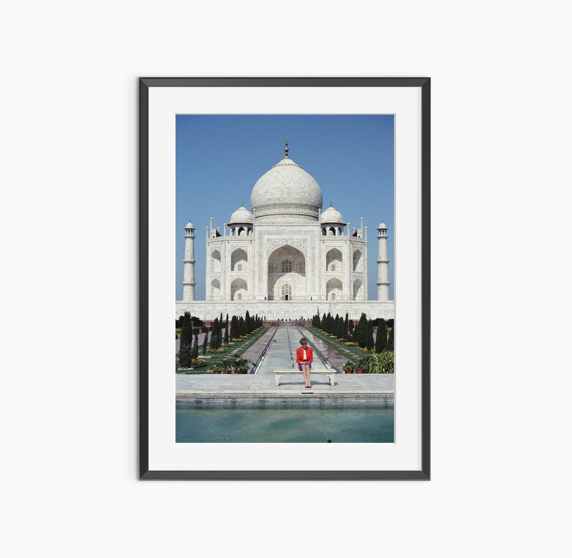 Princess Diana Alone At The Taj Mahal Reflecting Pool Photo Poster