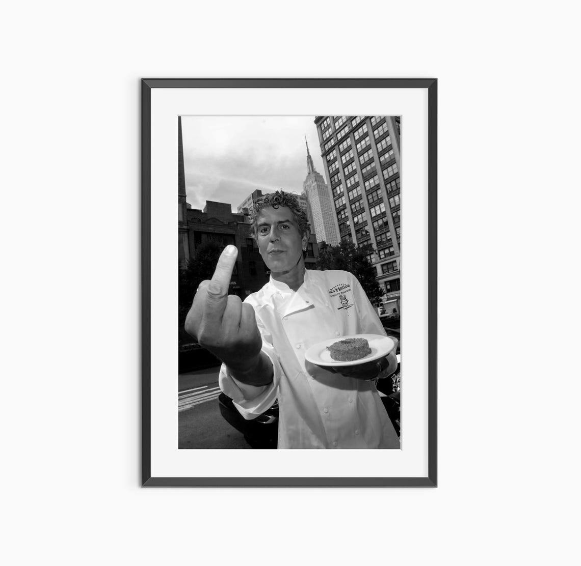 Anthony Bourdain Chef Whites Middle Finger NYC Street Photo Poster
