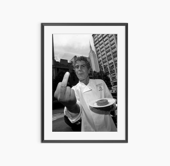 Anthony Bourdain Chef Whites Middle Finger NYC Street Photo Poster