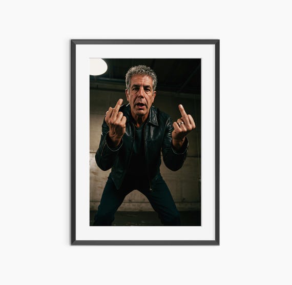 Anthony Bourdain Photography Prints Funky Wall Art Middle Finger Poster Funny Retro Museum Quality