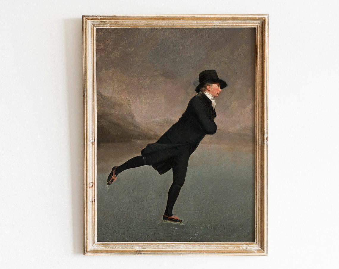The Skating Minister Painting Ice Skater Print Vintage Christmas Gallery Wall Art Winter Poster Christmas Sign Snow