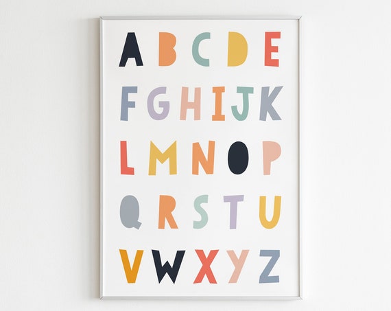 Educational Wall Artprintable Letters Posterboho Alphabet Wall Artclassroom Printkids Room Printbaby Room Printchildrenkids Wall Art