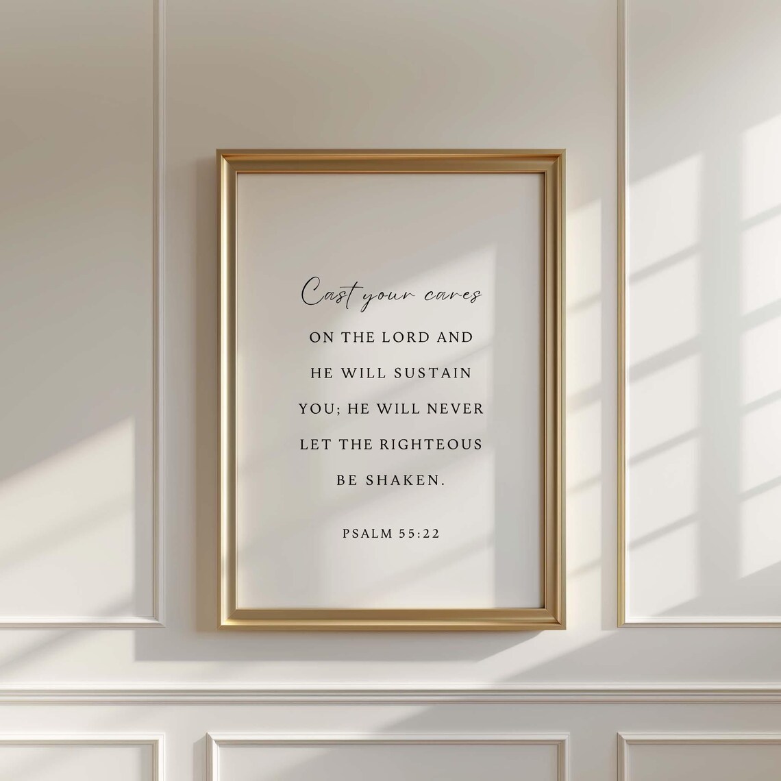 Psalm 55:22 NKJV, Floral Bible Verse Art Print