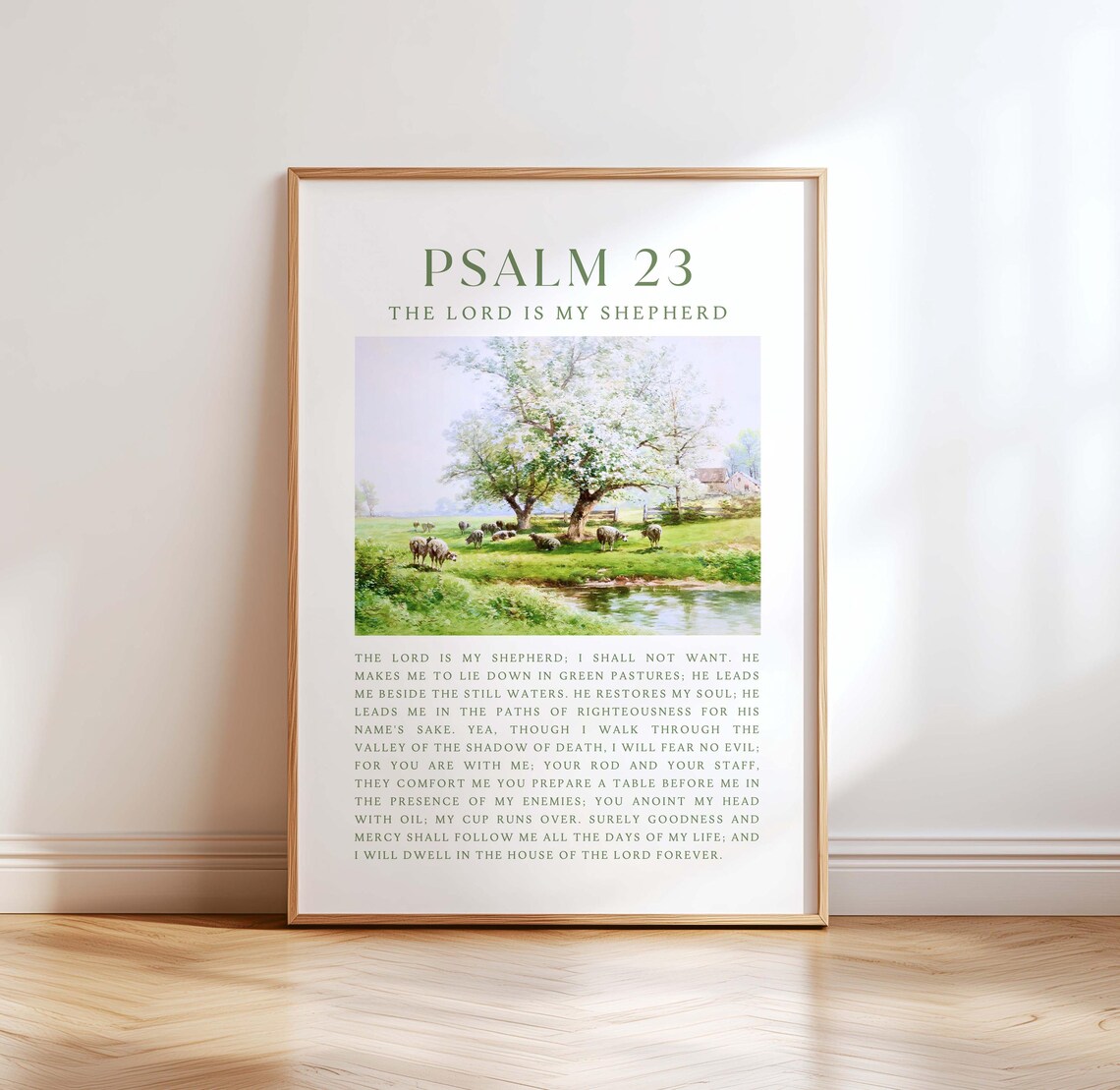 Psalm 23 Bible Verse Art Print, Christian Decor