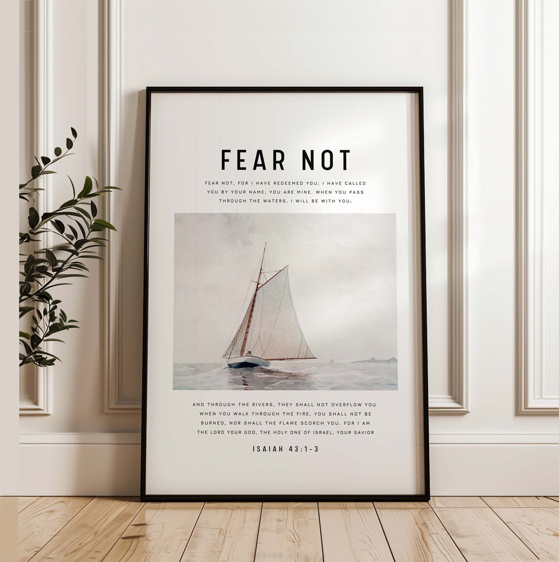 Isaiah 4313 Nkjv Fear Not Bible Verse Wall Art Christian Decor Scripture Print