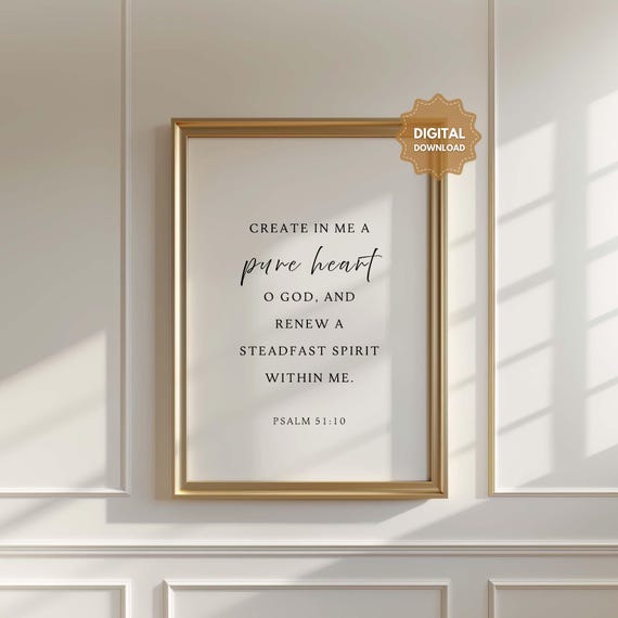 Psalm 51:10 NIV Minimalist Scripture Art Print