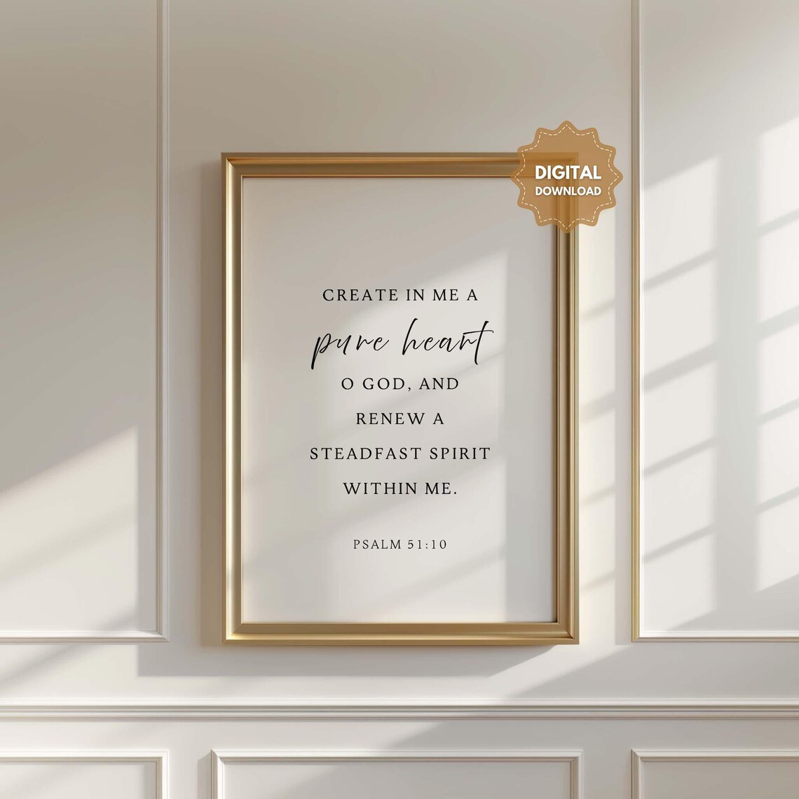 Psalm 51:10 NIV Minimalist Scripture Art Print