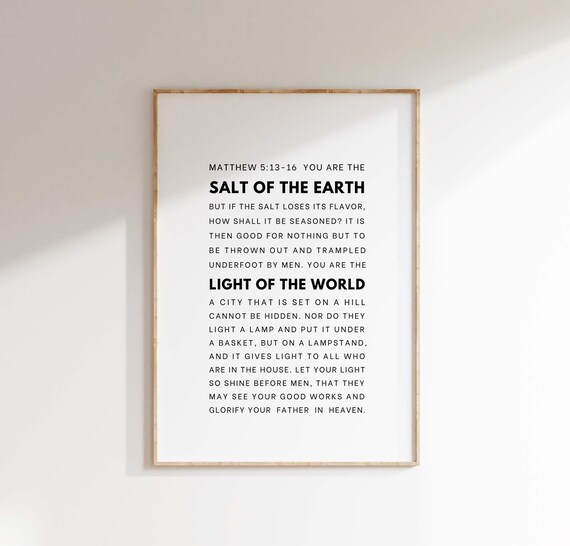 Matthew 51316 Nkjv Salt Light Bible Verse Wall Art Christian Home Decor Modern Scripture Church