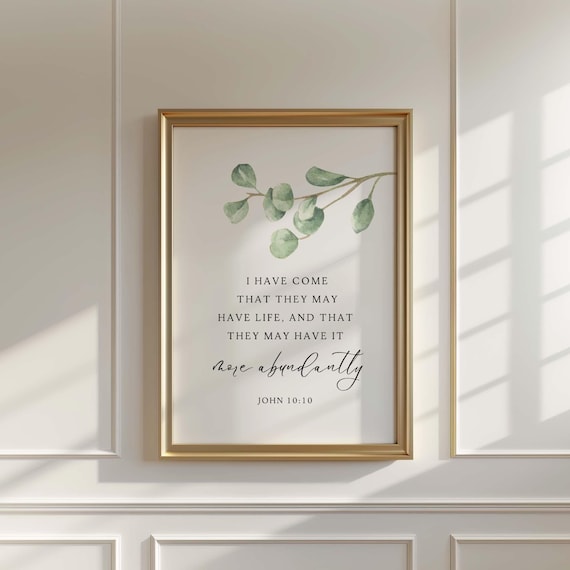 John 1010 Life More Abundantly Eucalyptus Botanical Scripture Poster