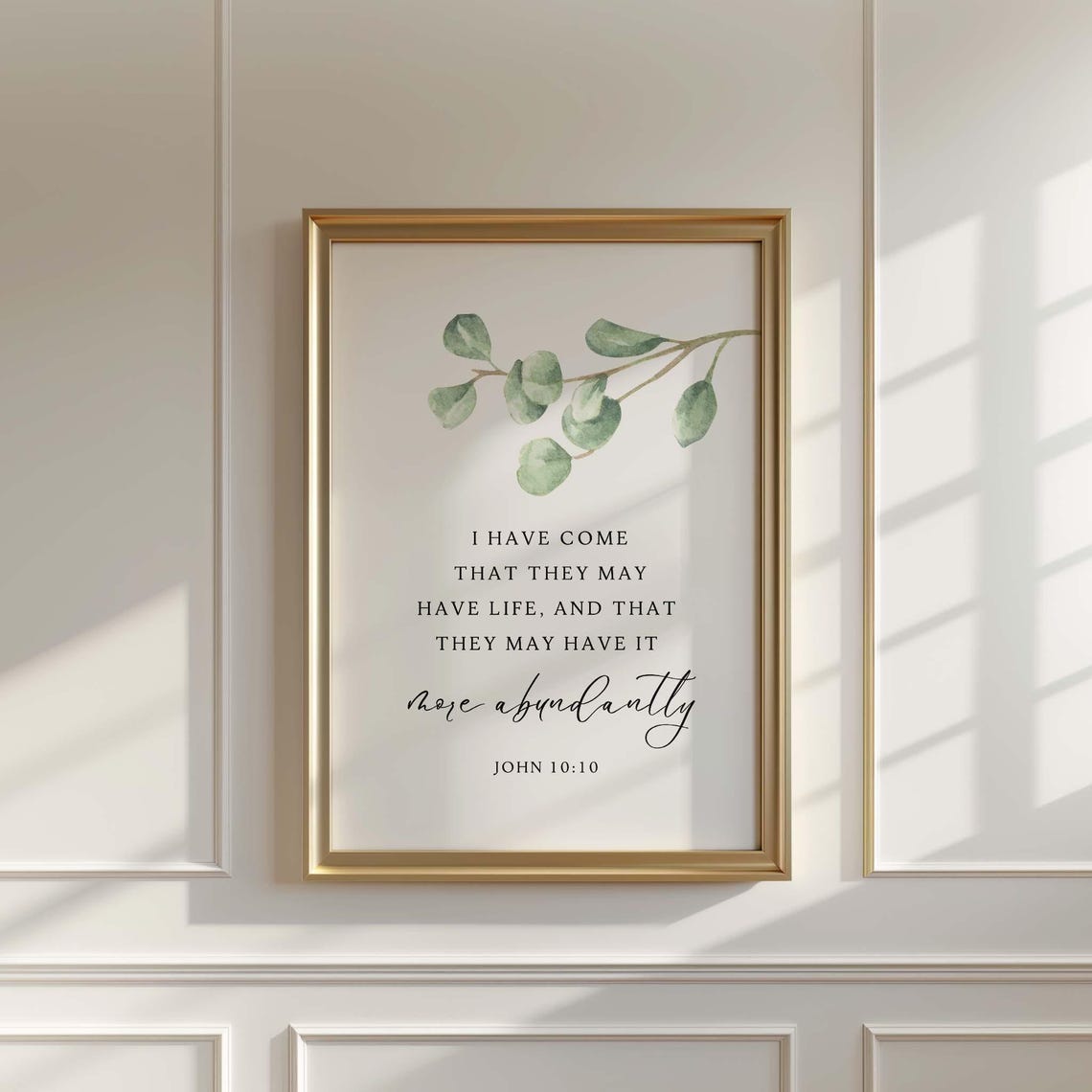 John 1010 Life More Abundantly Eucalyptus Botanical Scripture Poster