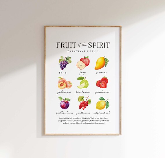 Fruit of the Spirit Galatians Watercolor Fruits Scripture Wall Poster