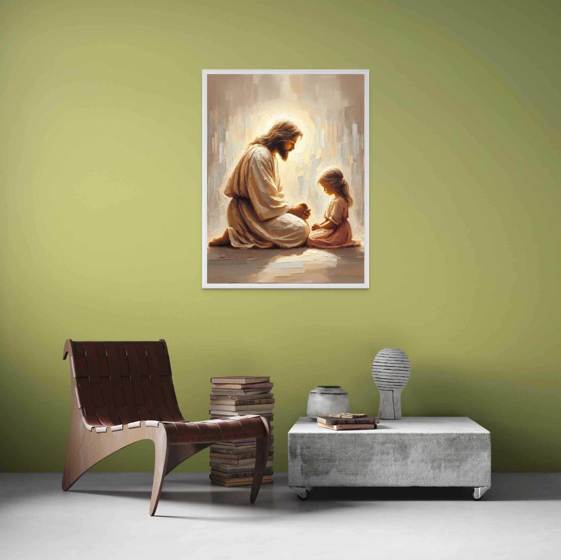 Pray To Christ Christian Painting, Jesus With Children - Image 4