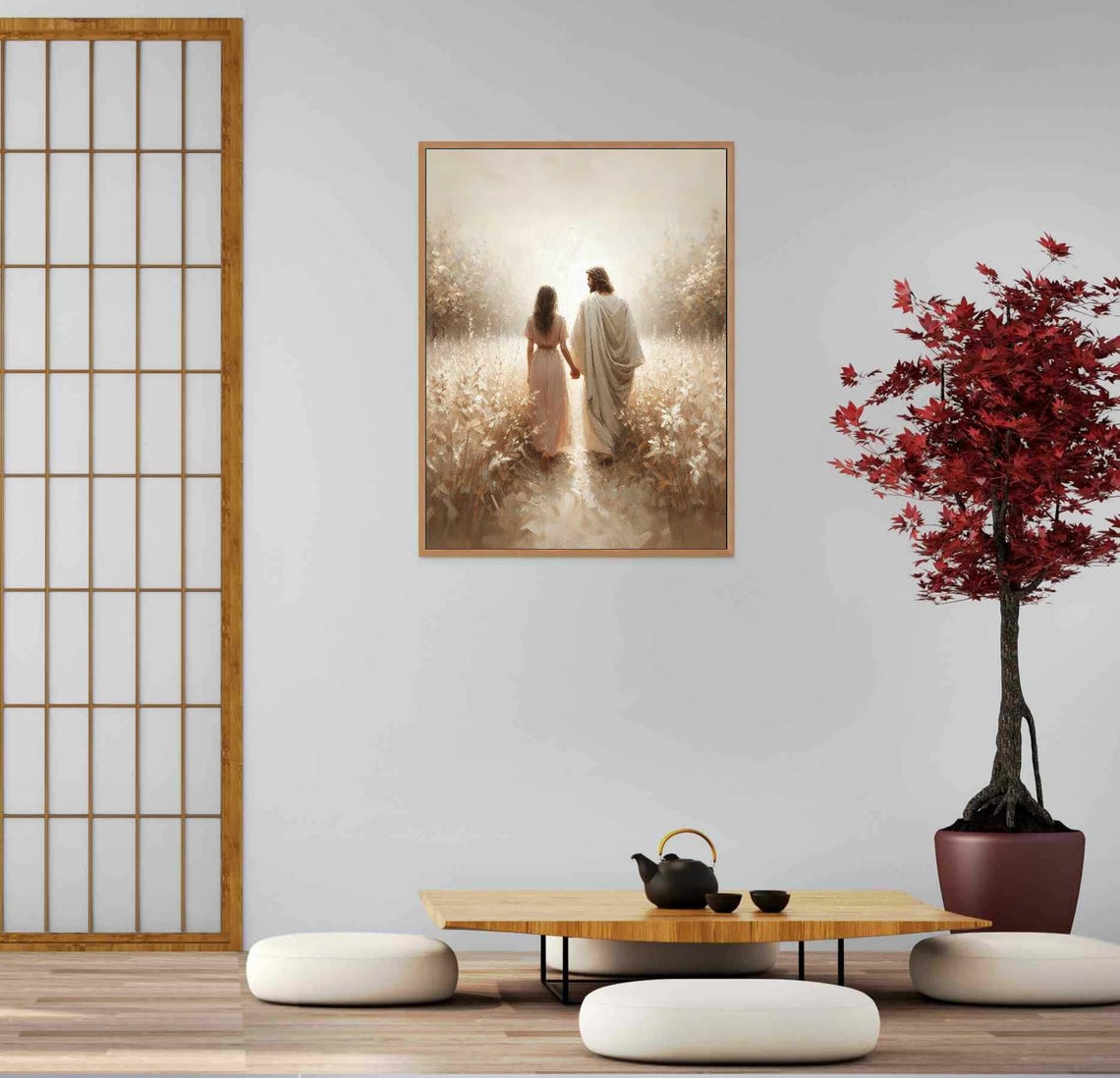 Walk Together Christian Wall Art, Jesus With Girl - Image 5