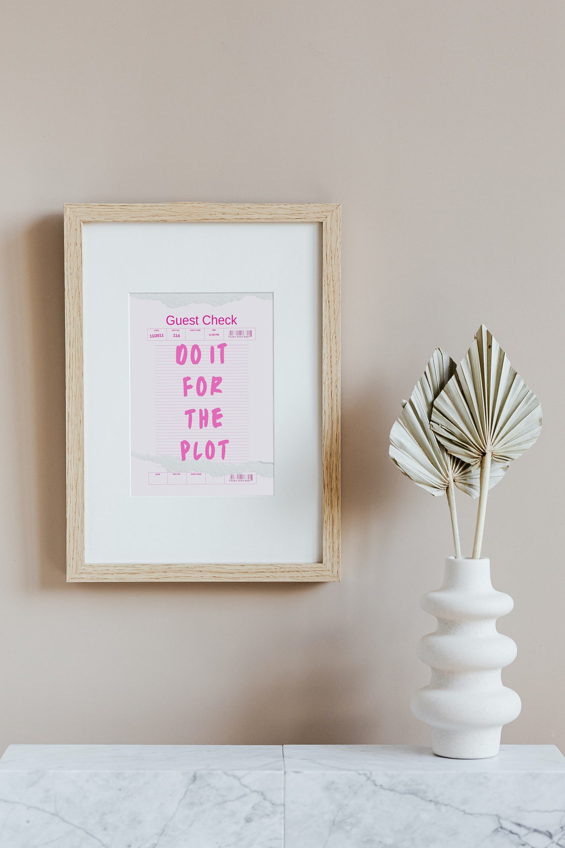Do It For the Plot Guest Check Pink Retro Restaurant Quote Poster - Image 2