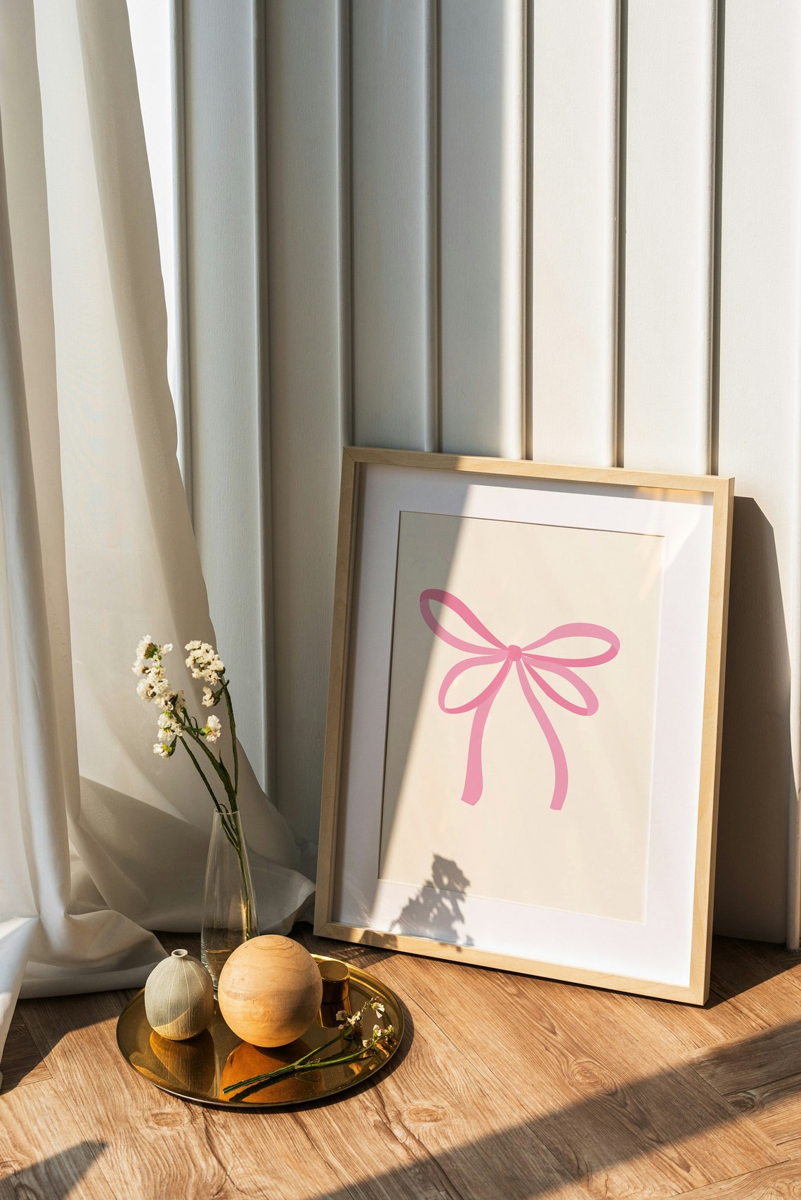 Pink Preppy Aesthetic Wall Art Teen Room Decor Preppy Poster College Apartment Decor Pink Nursery Art Bow Print Newborn Baby Wall Art - Image 3