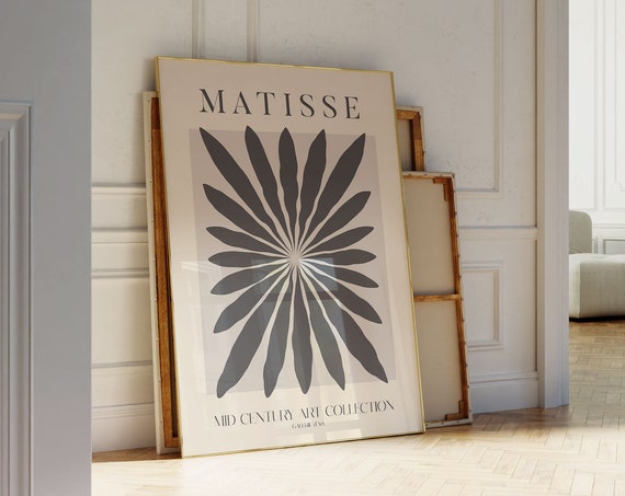 Henri Matisse Exhibition Poster Famous Gallery Wall Art Print Grey Beige Boho Art Print Wall Decor Garden Bedroom Living Room Art