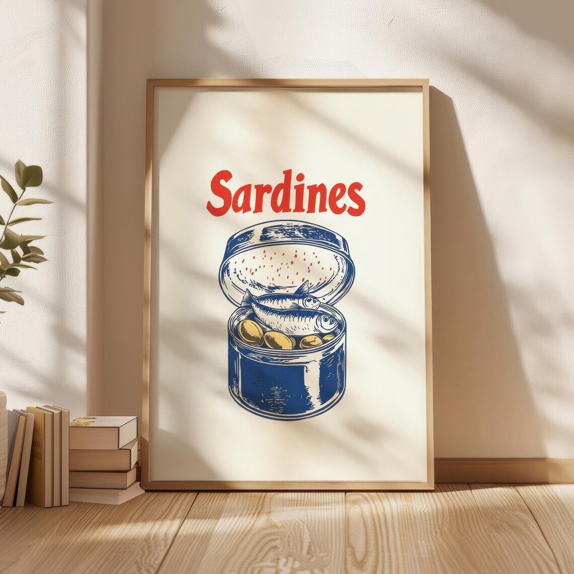 Canned Sardines Poster Print Wall Art Home Decor Kitchen New Gift Vintage Fish Illustration