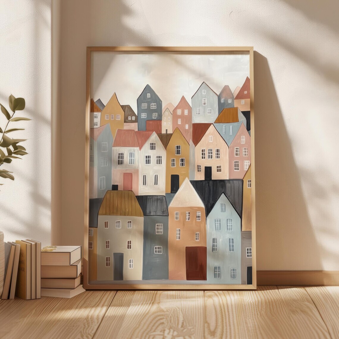 Amsterdam Colorful Canal Houses Painting European City Poster