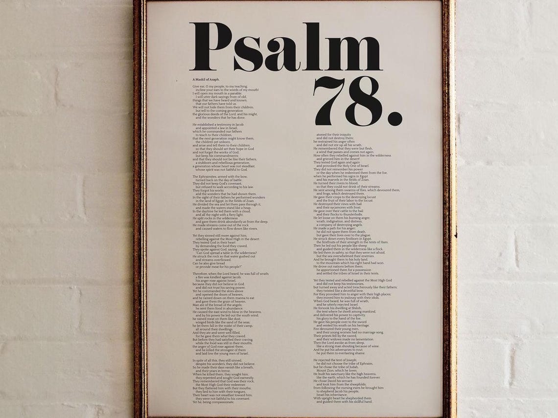 Psalm 78 Full Text Bible Verse Wall Art Modern Scripture Poster Psalm Quotes Baptism Baby Shower Birthday Gift Idea - Image 4