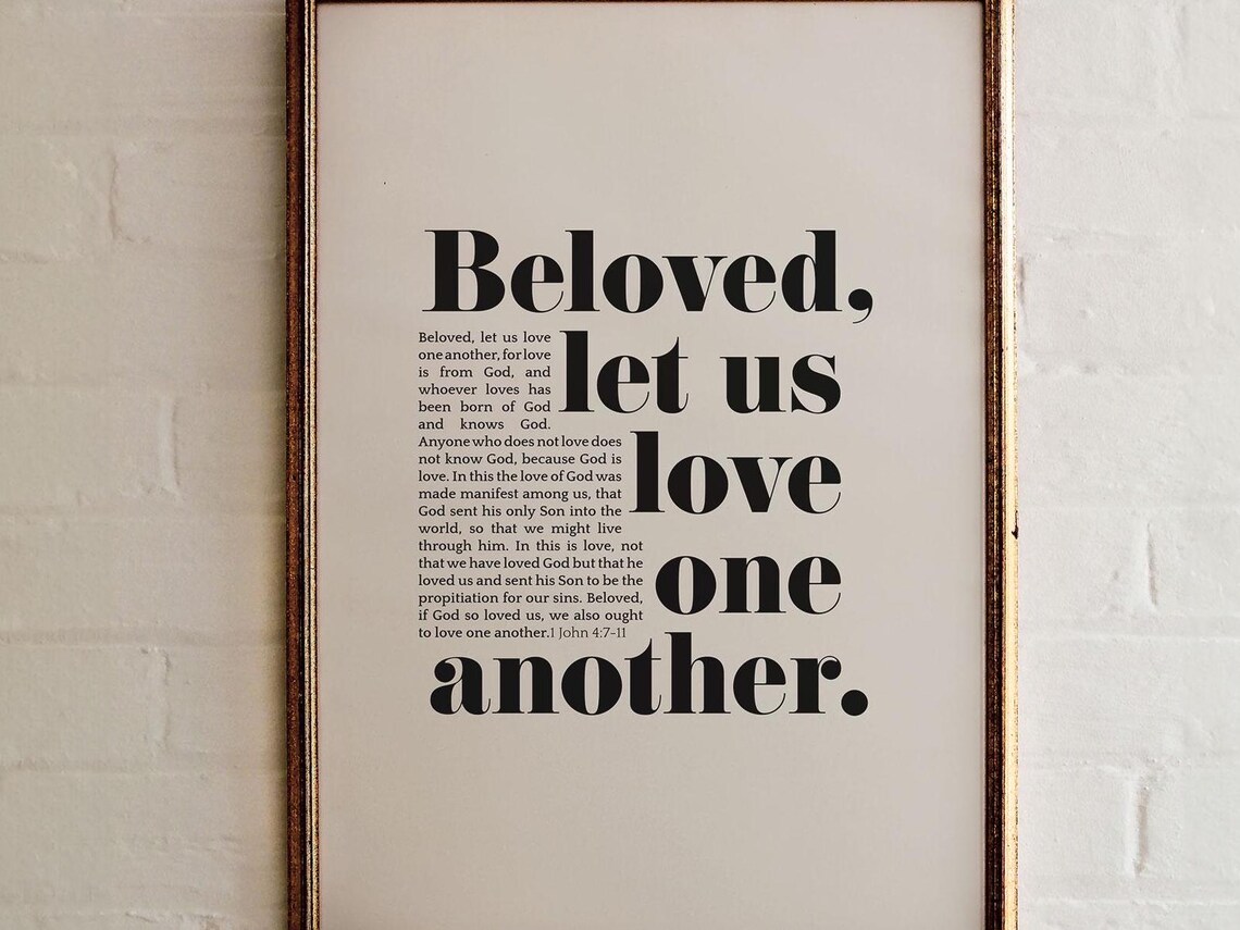 1 John 4 7 Beloved Let Us Love One Another Bold Serif Scripture Wall Poster - Image 5