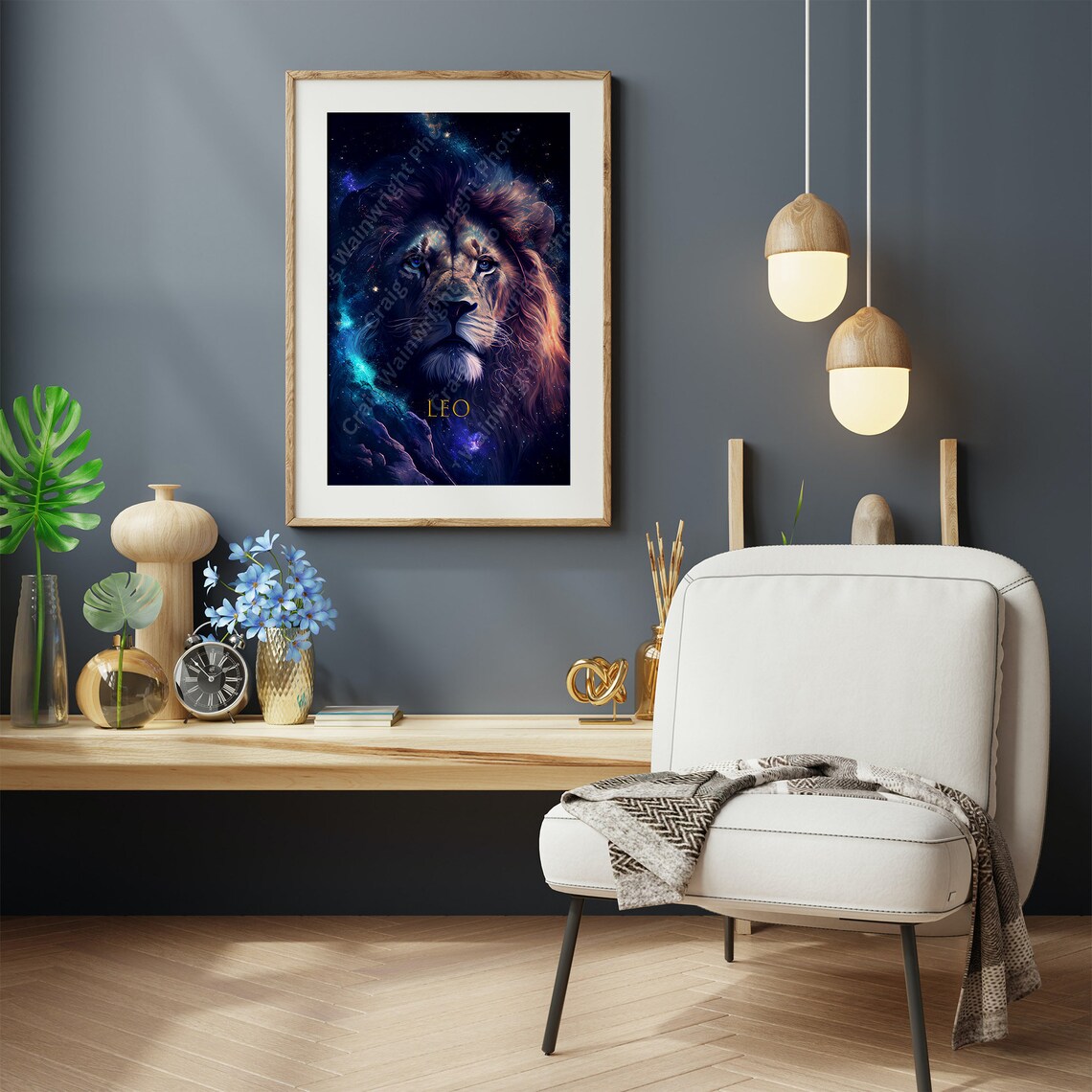 Leo Zodiac Cosmic Lion Starry Galaxy Night Sky Space Art Poster - Image 2